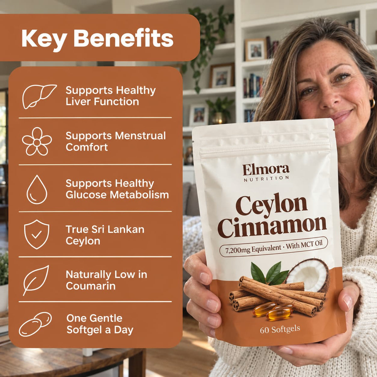 Ceylon Cinnamon 7200mg Equivalent with MCT Oil